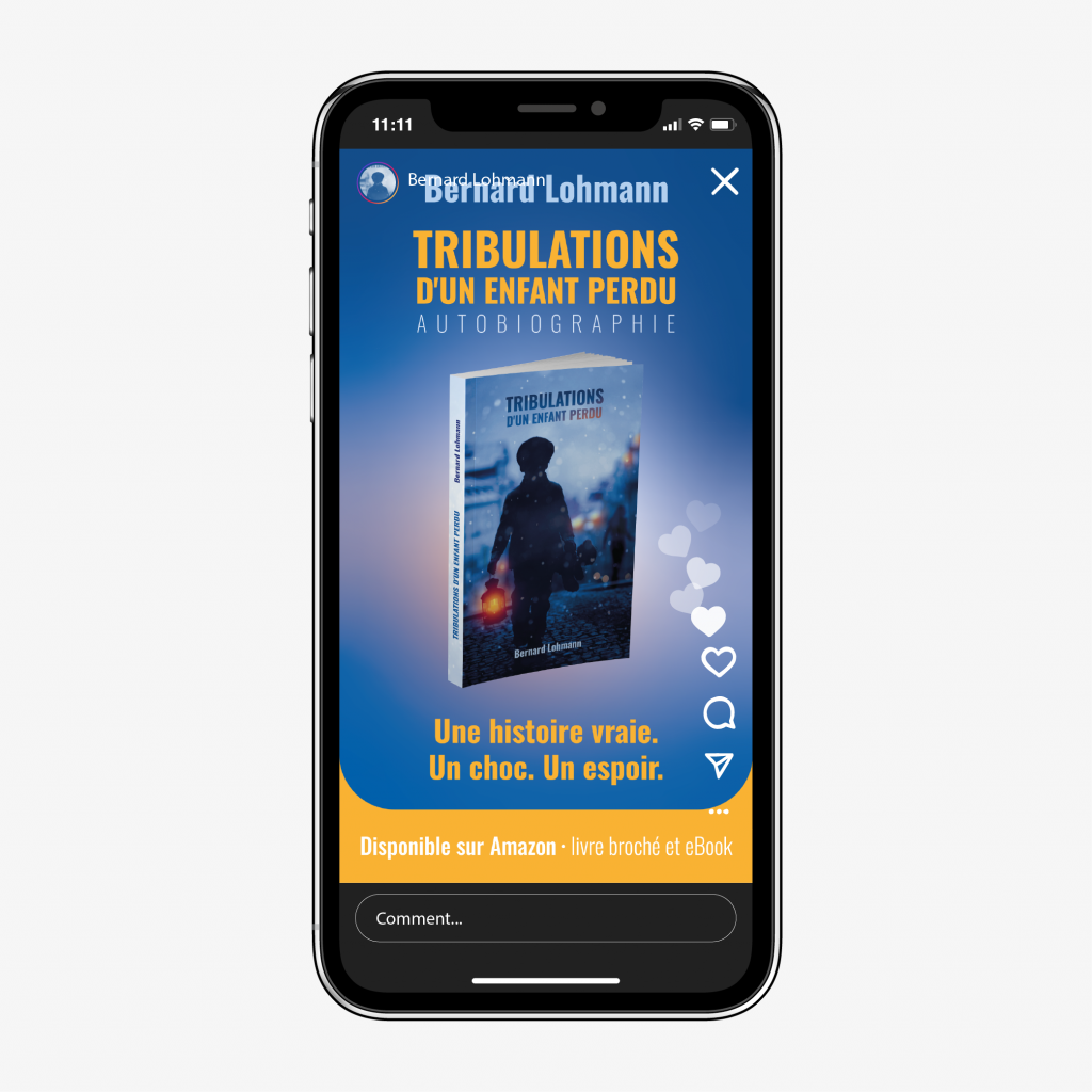 Bernard lohmann tribulations d'un enfant perdu graphisme réseaux sociaux livre book story instagram facebook visuel 3d
