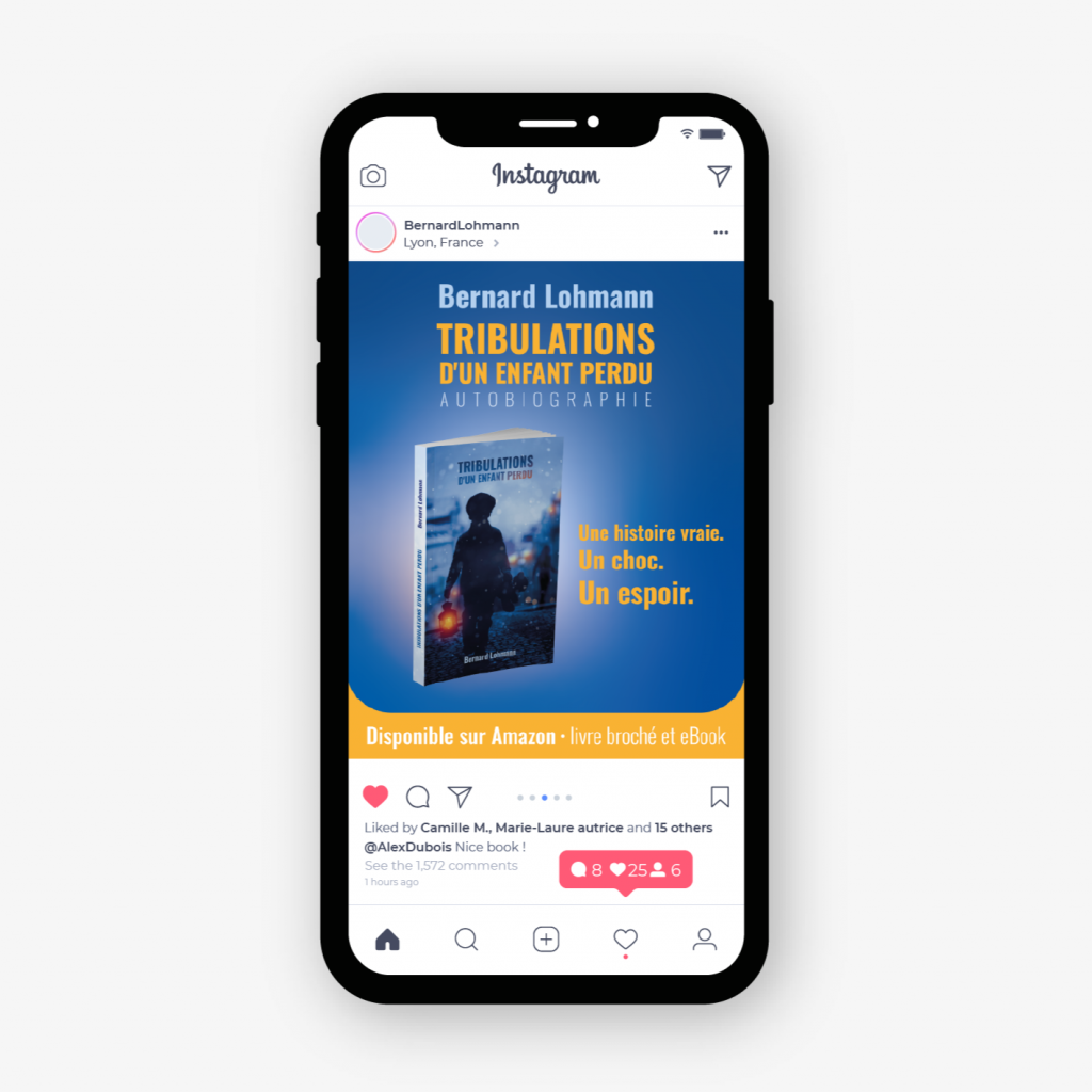 Bernard lohmann tribulations d'un enfant perdu graphisme réseaux sociaux livre book instagram visuel 3d